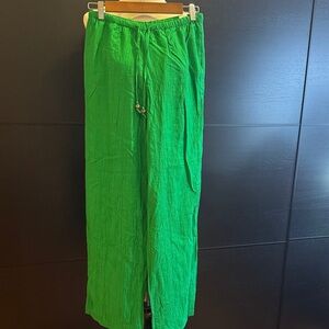 Zara Bright Green Wide Leg Pants size M new